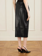 KHAITE
Anden paneled leather midi skirt