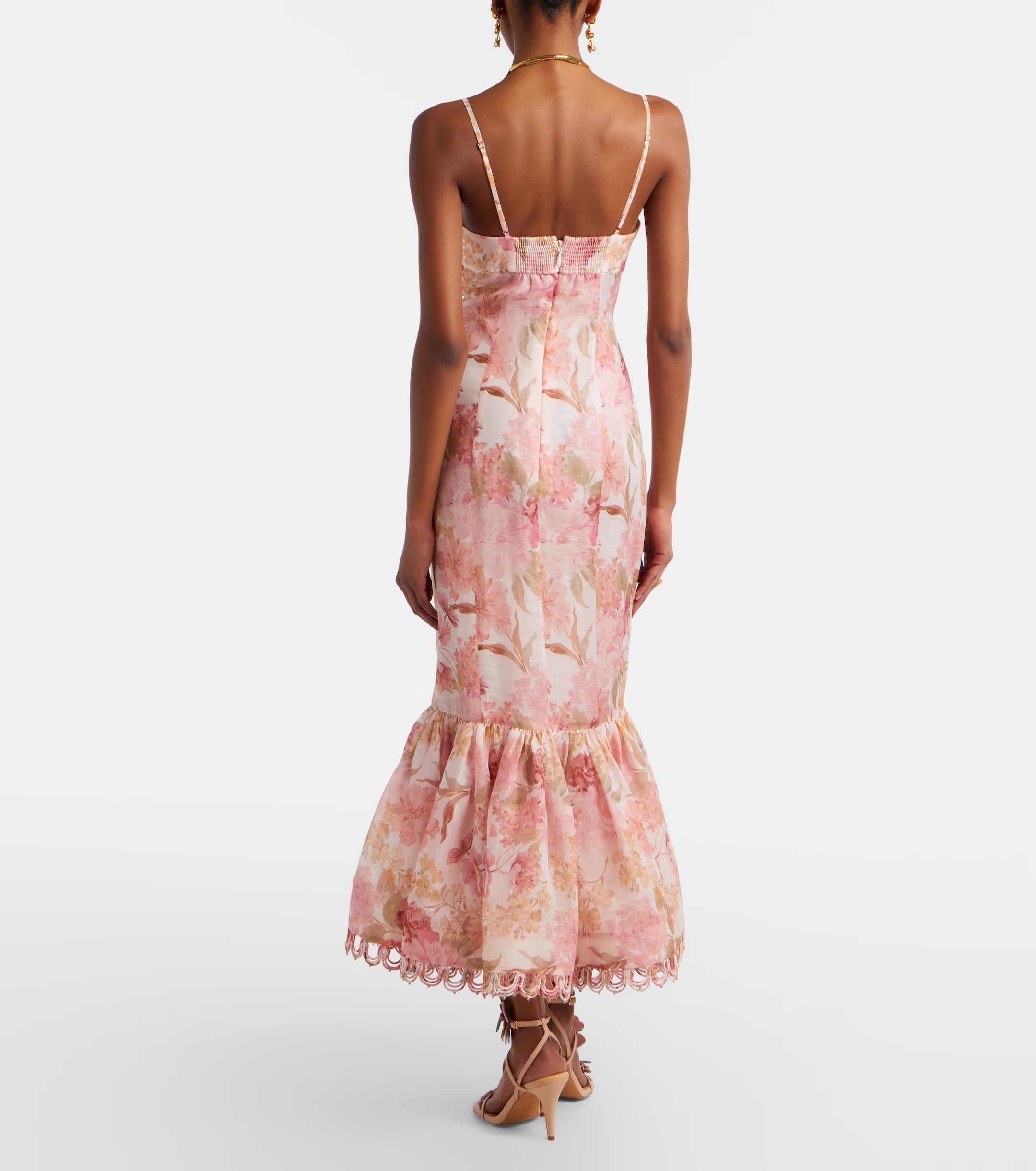 Zimmermann Como Floral Linen and Silk Midi Dress
