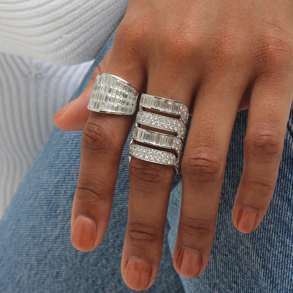 Four Row Baguette Galaxy Ring