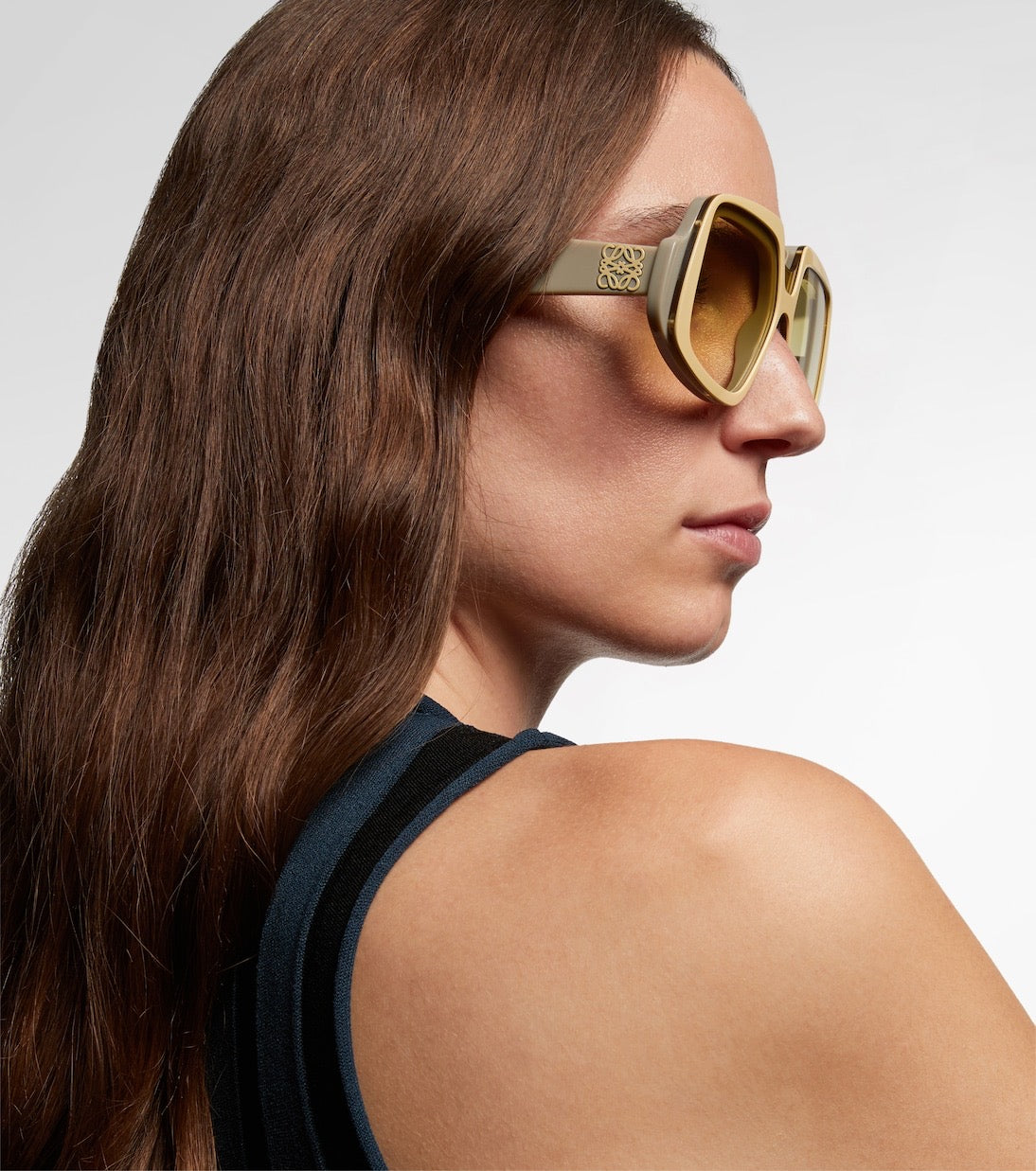 Anagram Oversized Square Sunglasses — Yellow