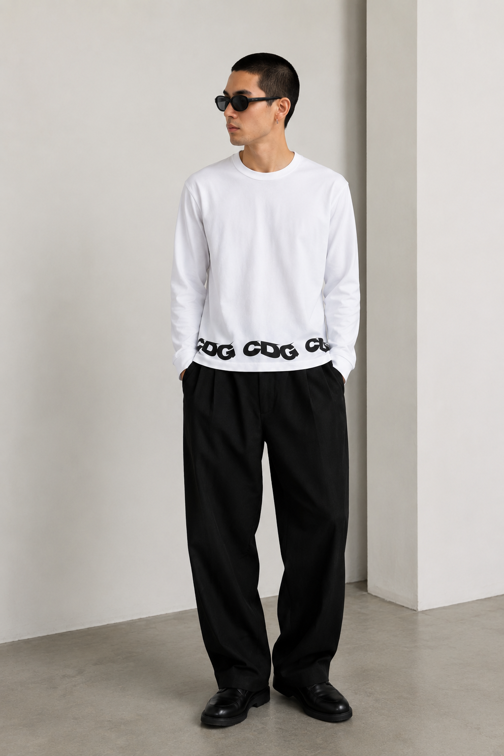 CDG  Wavy Print L/S T-Shirt