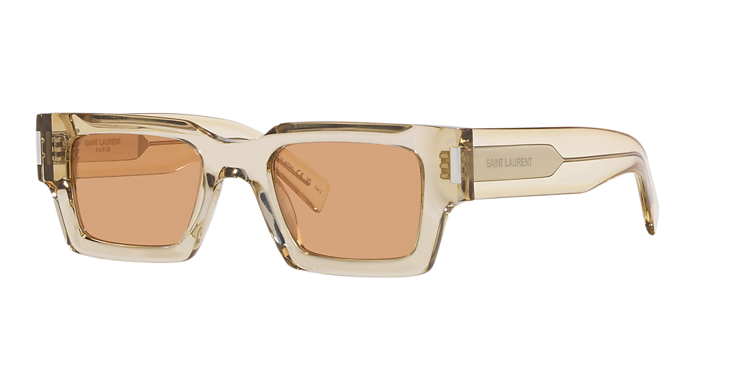 Saint Laurent SL 572 Rectangle Sunglasses in Yellow Acetate with Brown Lenses