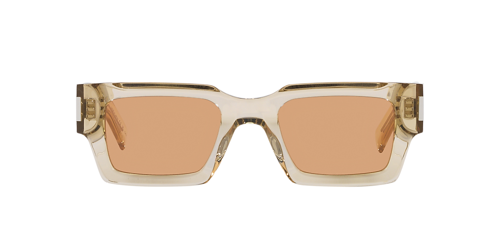Saint Laurent SL 572 Rectangle Sunglasses in Yellow Acetate with Brown Lenses