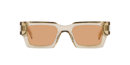 Saint Laurent SL 572 Rectangle Sunglasses in Yellow Acetate with Brown Lenses
