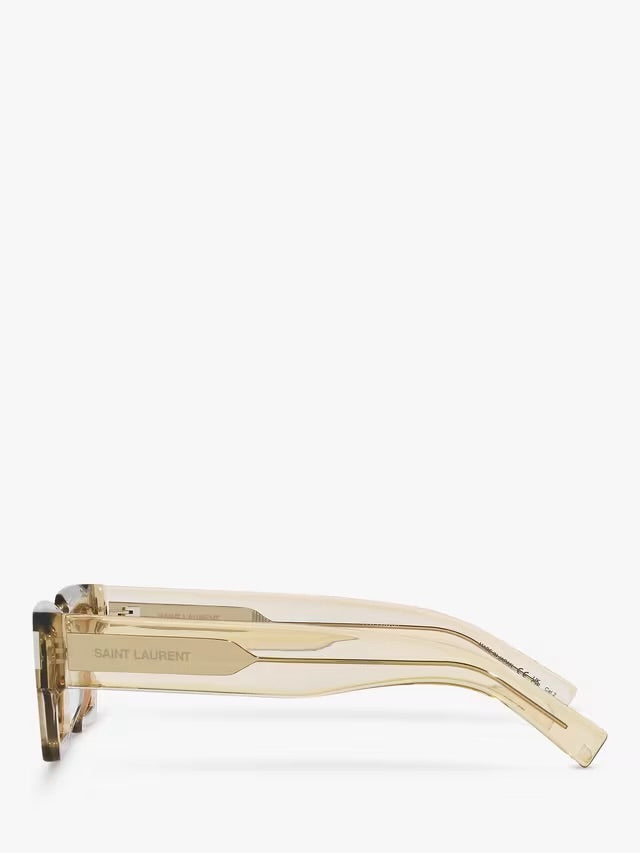Saint Laurent SL 572 Rectangle Sunglasses in Yellow Acetate with Brown Lenses