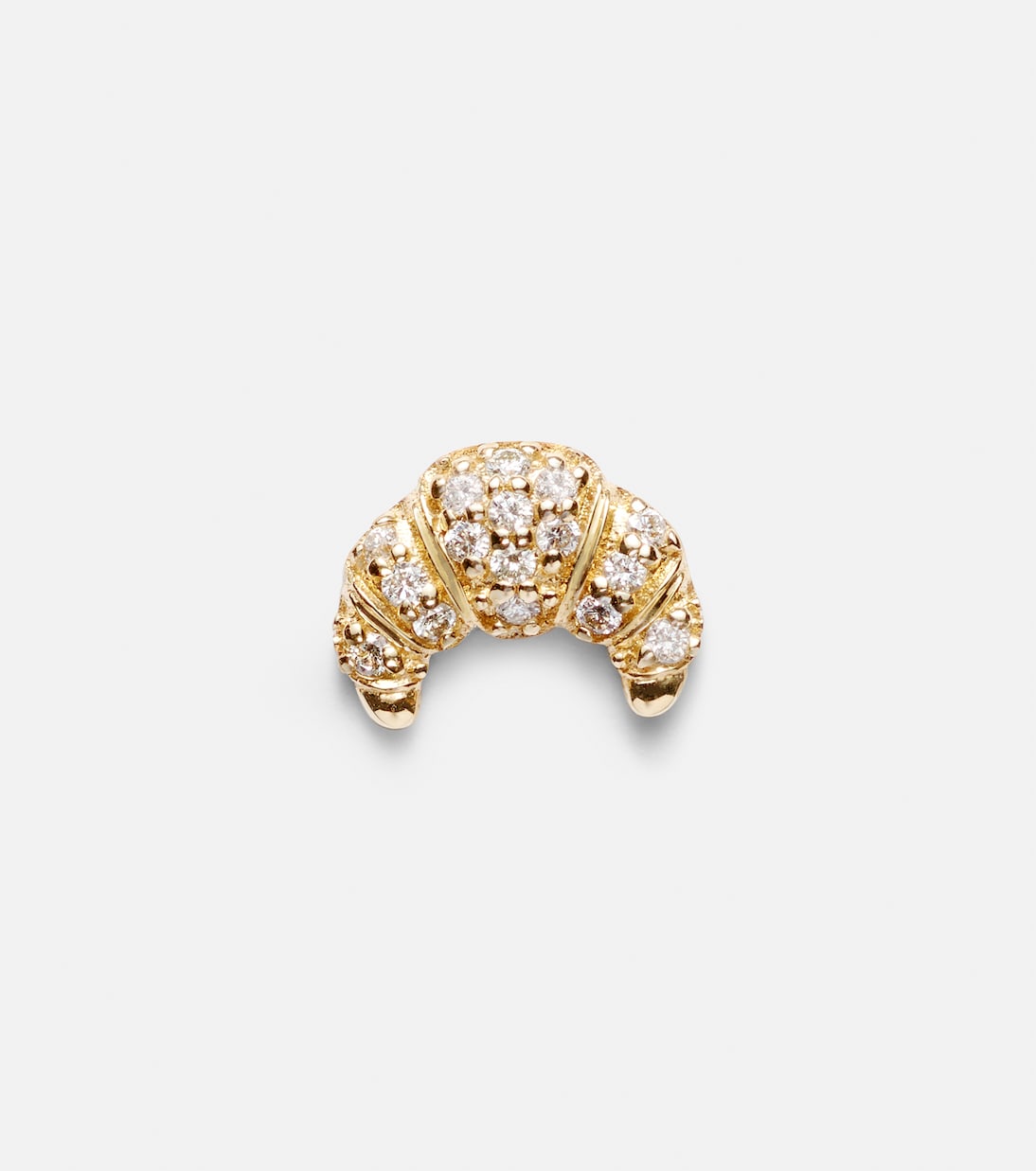 Croissant Small 14kt Gold Single Diamond Stud Earring