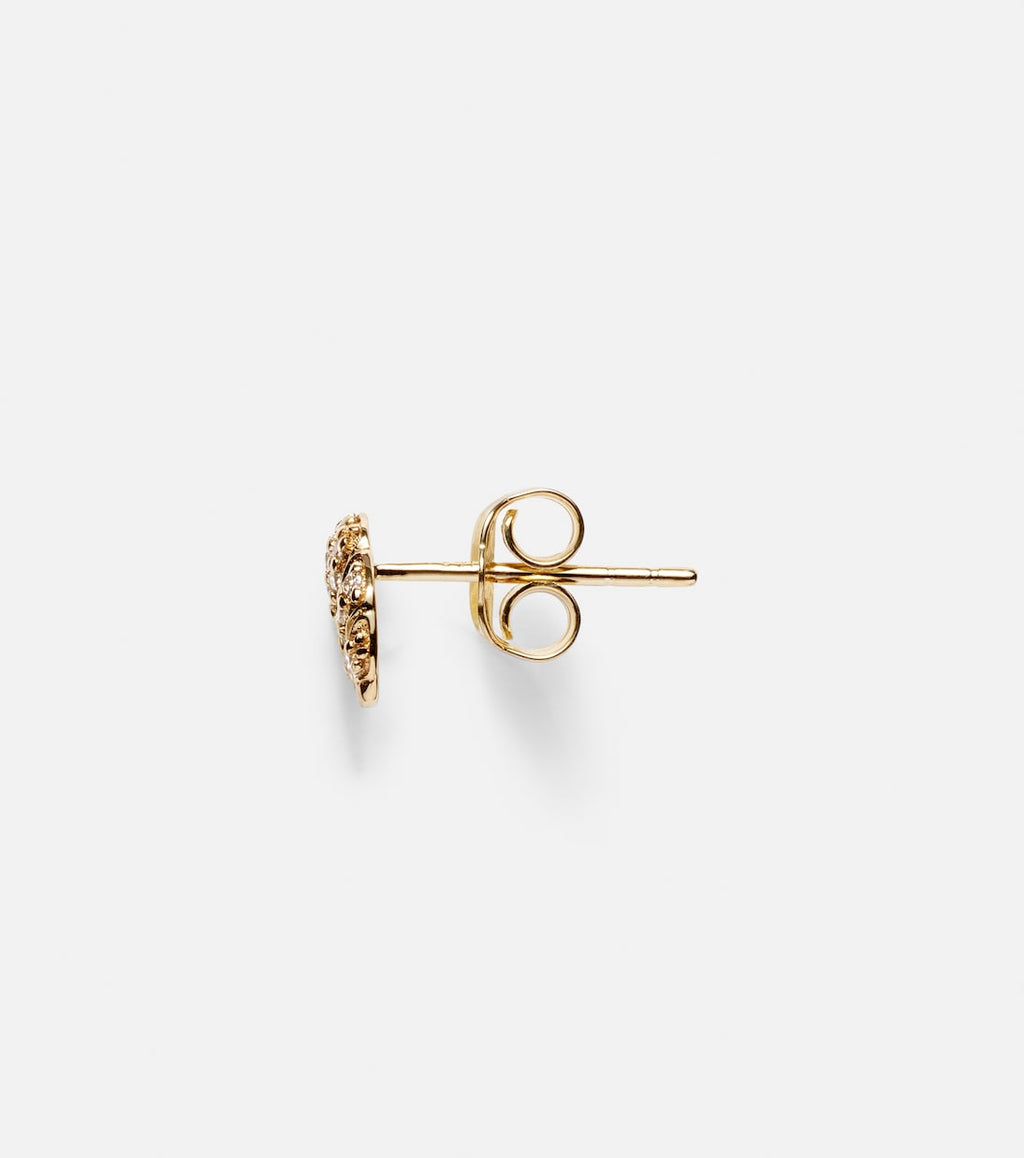 Croissant Small 14kt Gold Single Diamond Stud Earring