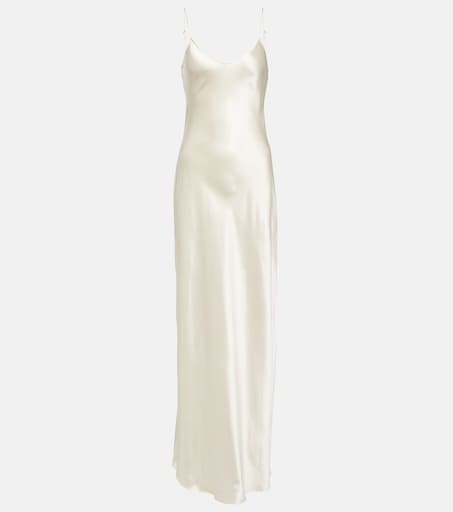 Nili Lotan Cami Silk Satin Maxi Dress Ivory P00891831