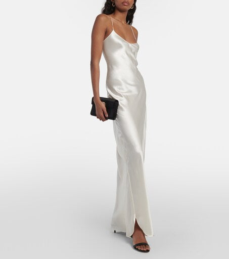 Nili Lotan Cami Silk Satin Maxi Dress Ivory P00891831