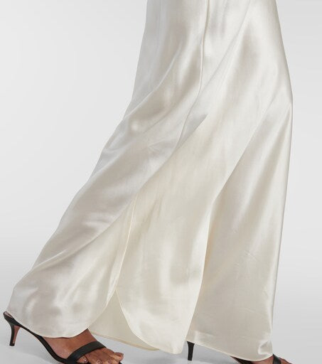 Nili Lotan Cami Silk Satin Maxi Dress Ivory P00891831