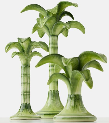Les-Ottomans Palm Medium Candle Holder Green