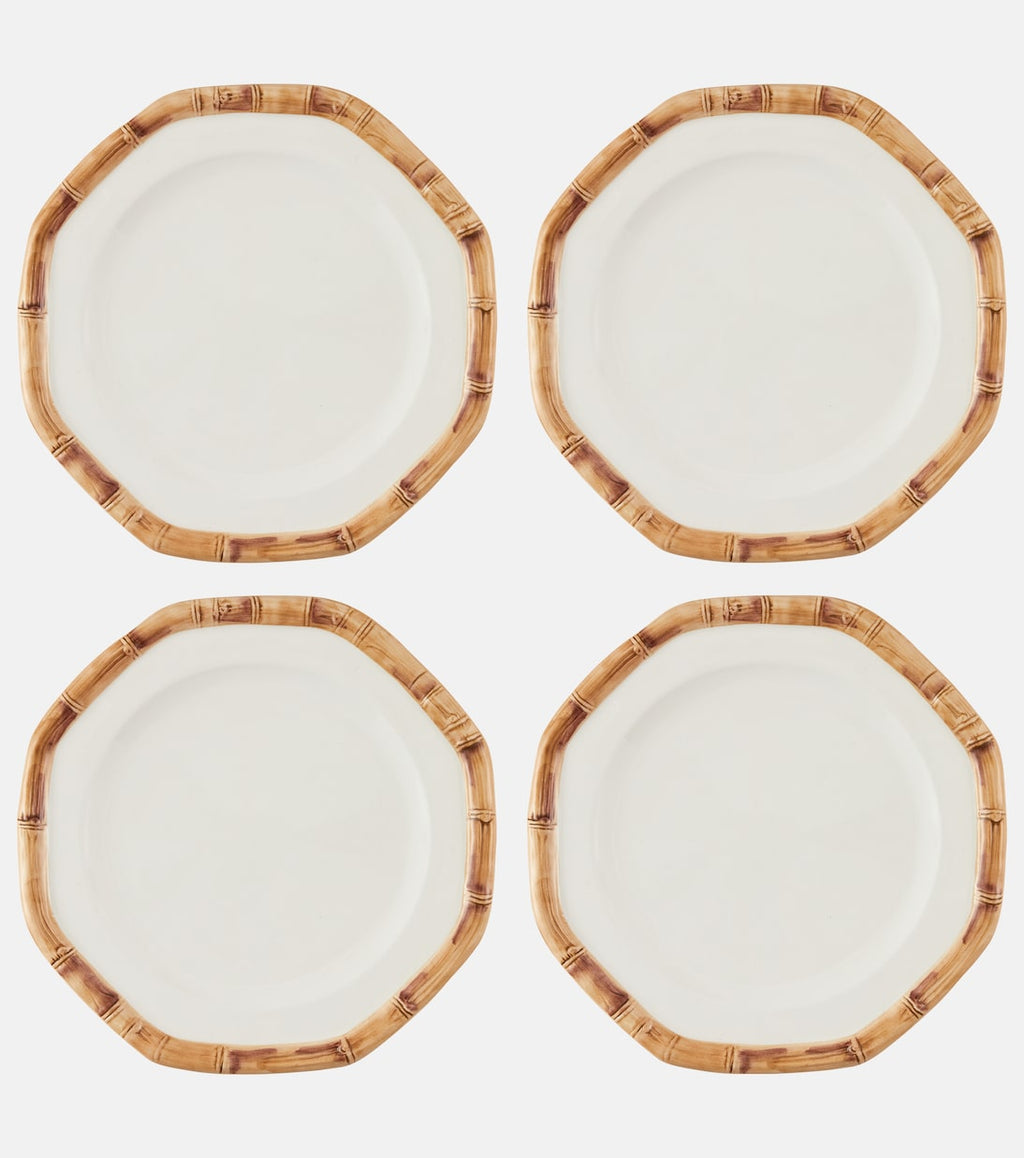Bamboo Set of 4 Ceramic Dinner Plates Multicoloured Les-Ottomans P01025555