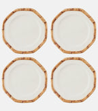 Bamboo Set of 4 Ceramic Dinner Plates Multicoloured Les-Ottomans P01025555