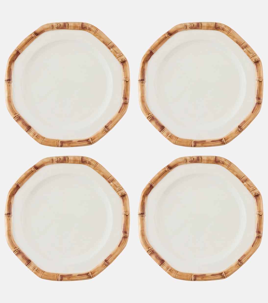 Bamboo Set of 4 Ceramic Dinner Plates Multicoloured Les-Ottomans P01025555