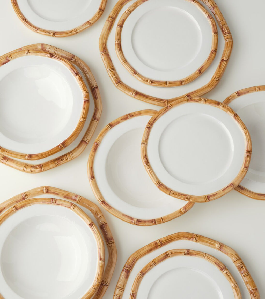 Bamboo Set of 4 Ceramic Dinner Plates Multicoloured Les-Ottomans P01025555