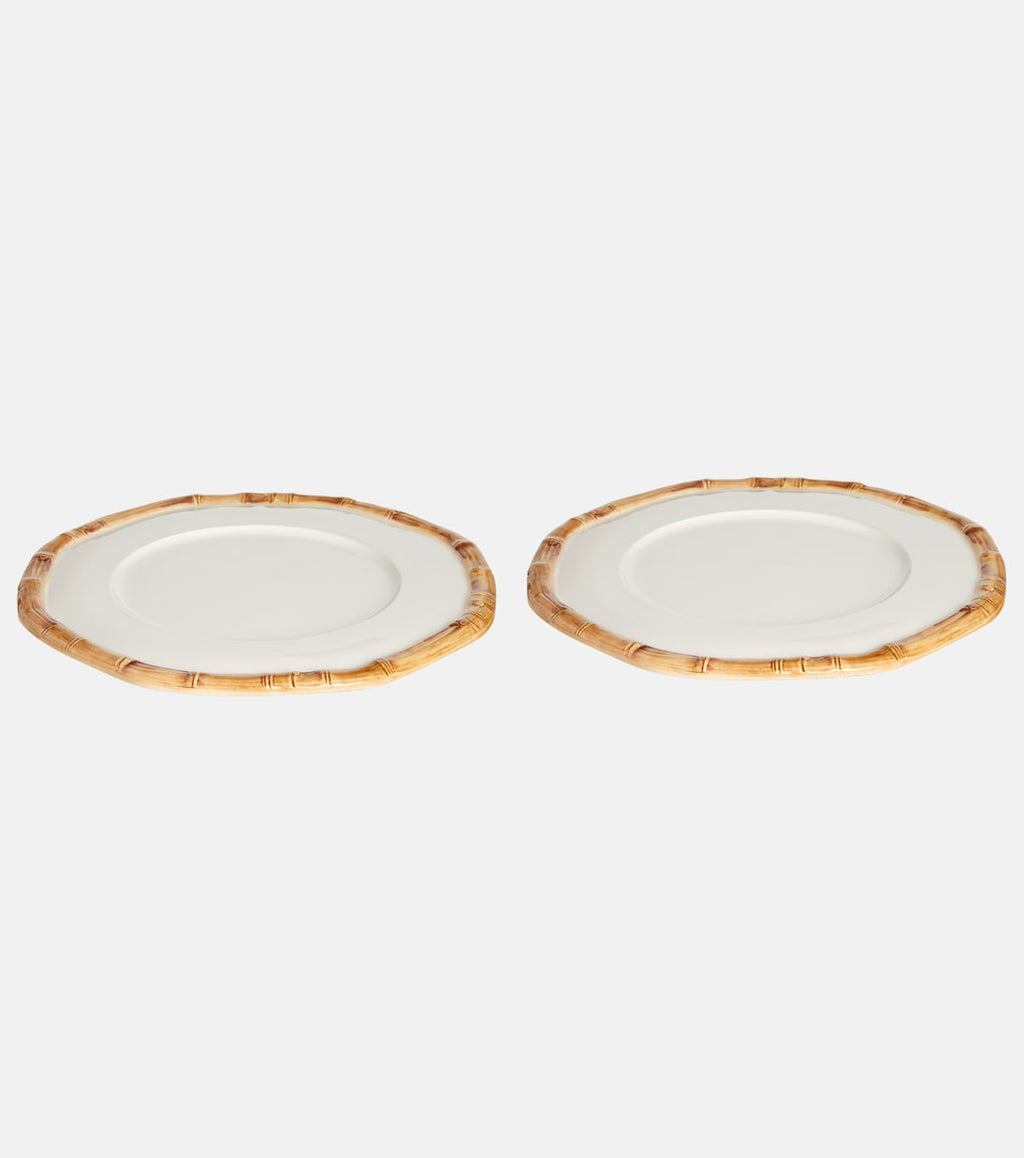 Les-Ottomans Bamboo Set Of 2 Ceramic Charger Plates