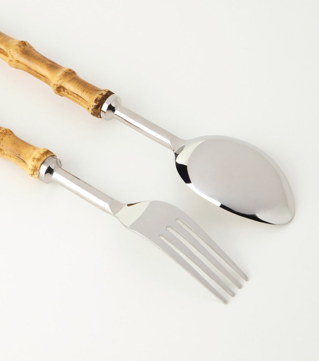 Bamboo Flatware Set in Brown by Les Ottomans