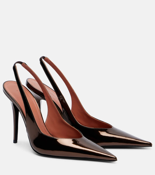 Anok 105 Mirrored Leather Slingback Pumps