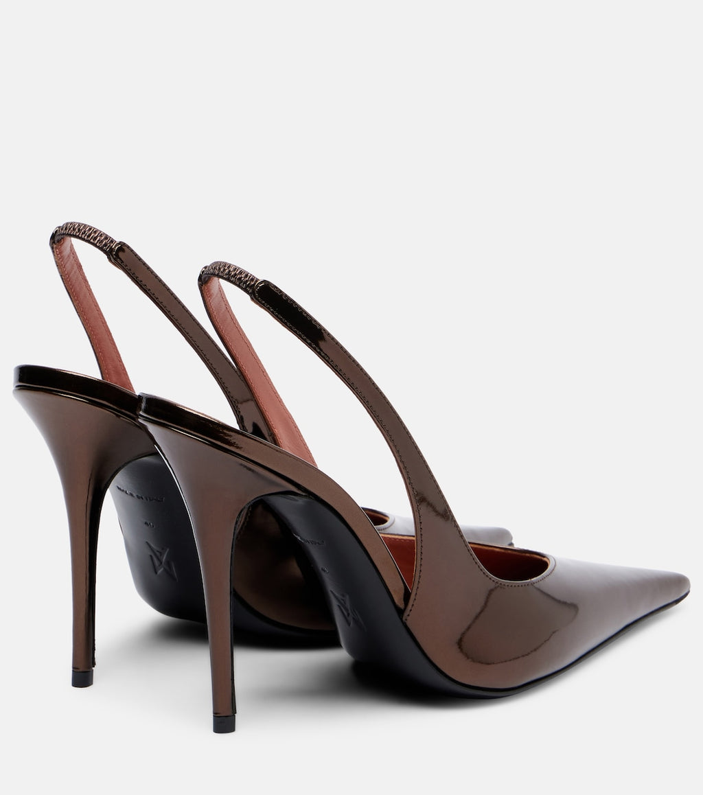 Anok 105 Mirrored Leather Slingback Pumps