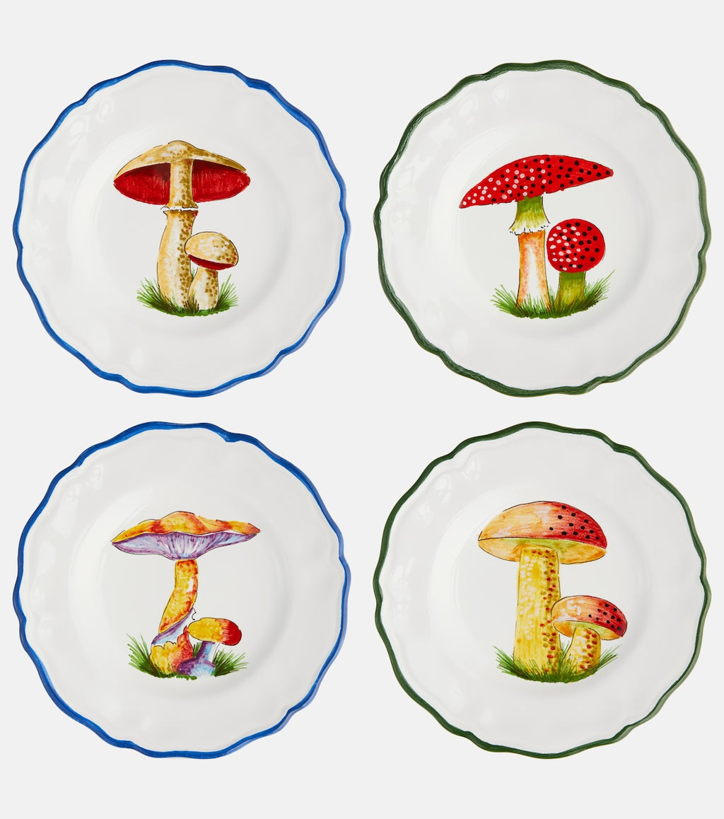 Mushroom Set of 4 Ceramic Side Plates