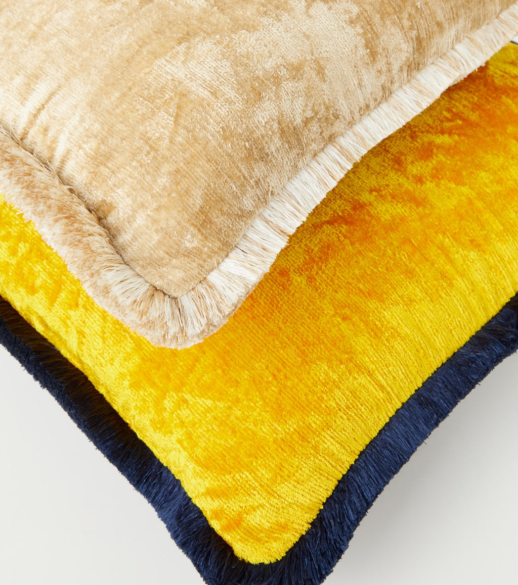 Les-Ottomans Silk Velvet Cushion Yellow