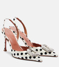 Camelia Polka-Dot Satin Slingback Pumps