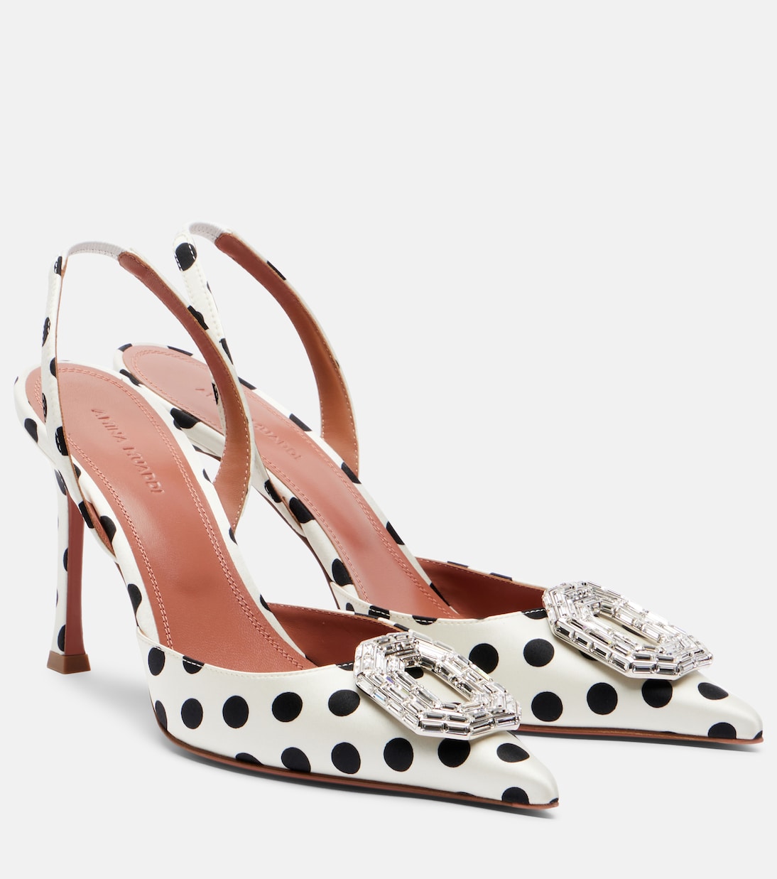 Camelia Polka-Dot Satin Slingback Pumps