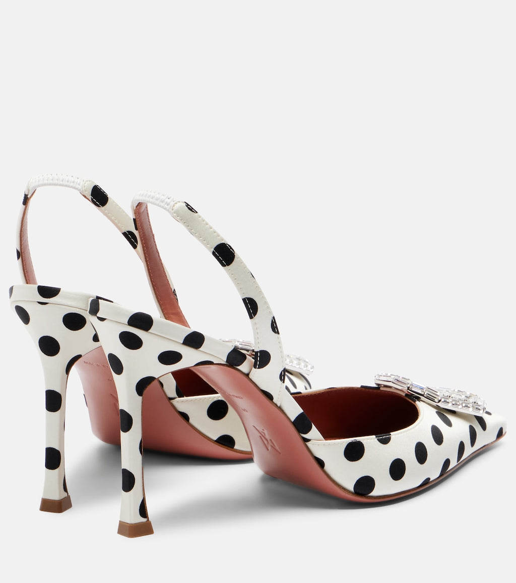 Camelia Polka-Dot Satin Slingback Pumps