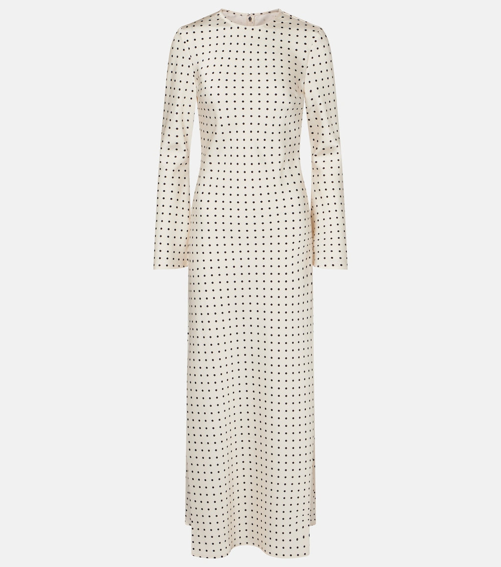 Polka-dot Satin Maxi Dress