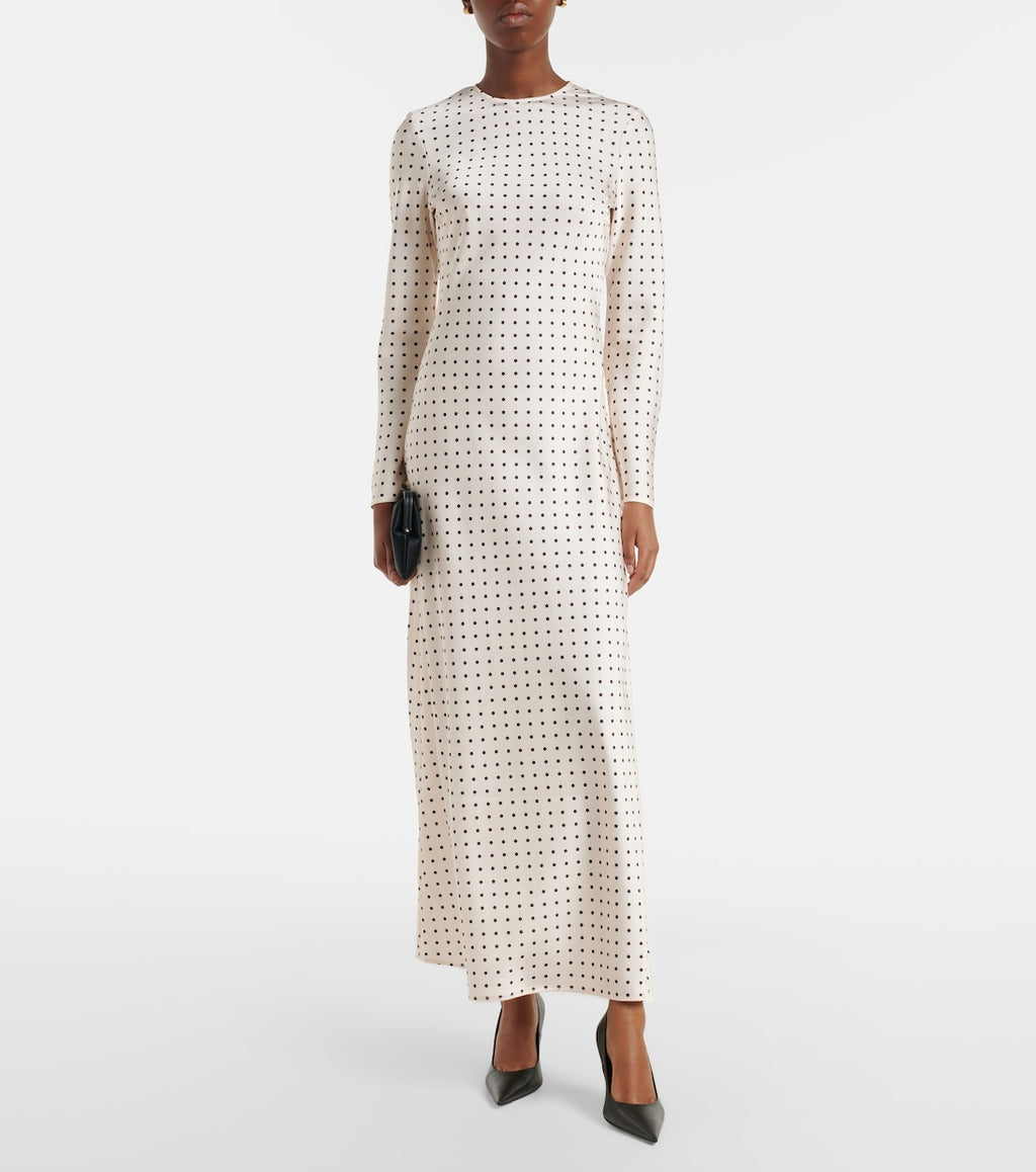 Polka-dot Satin Maxi Dress