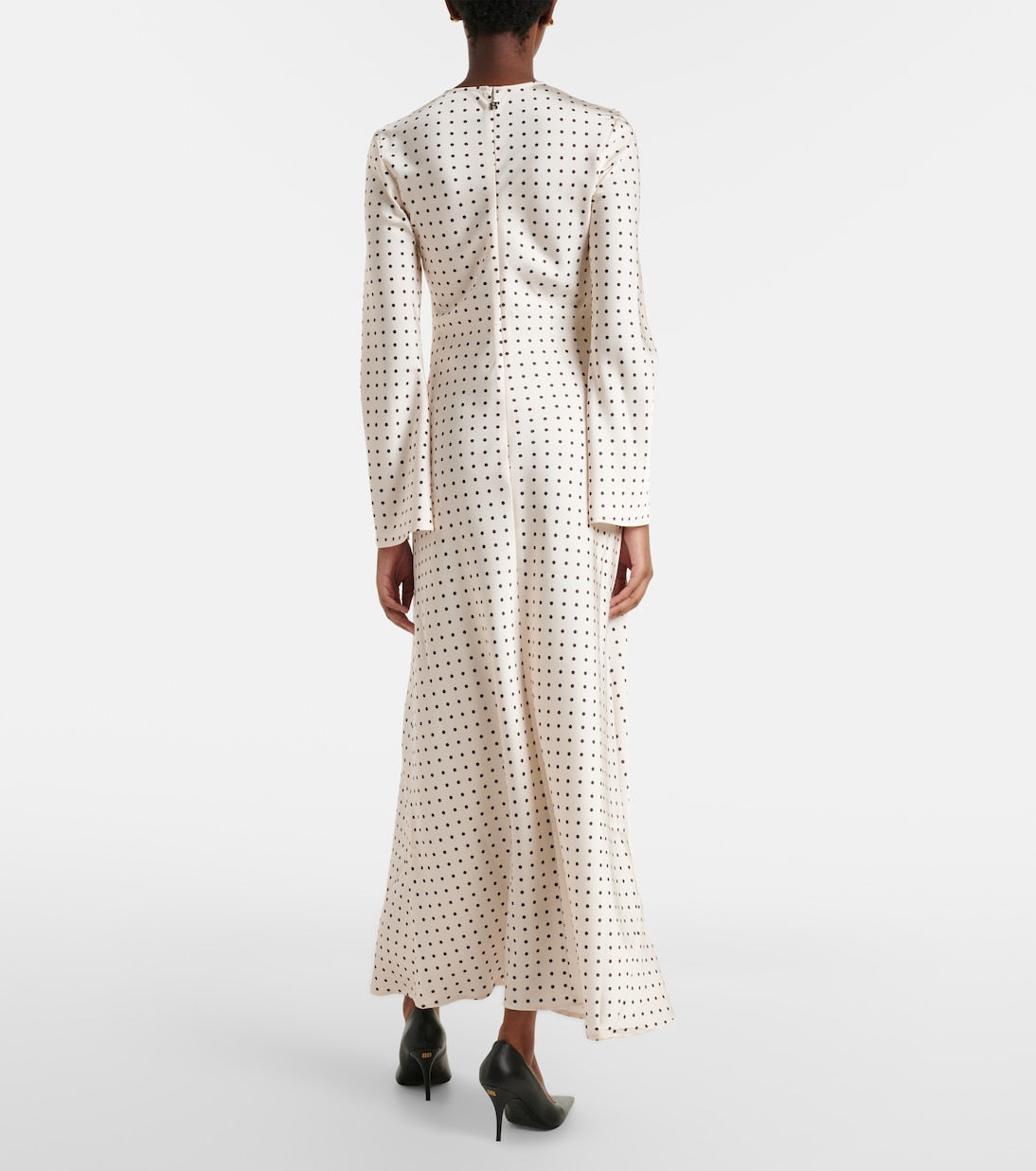 Polka-dot Satin Maxi Dress
