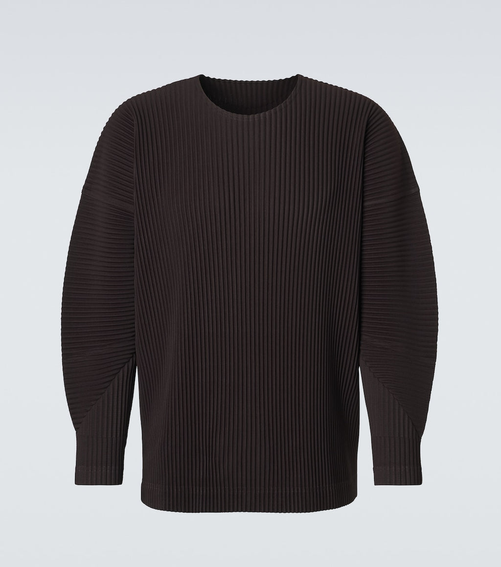 Homme Plissé Issey Miyake Monthly Colors Pleated Top in Eggplant Black