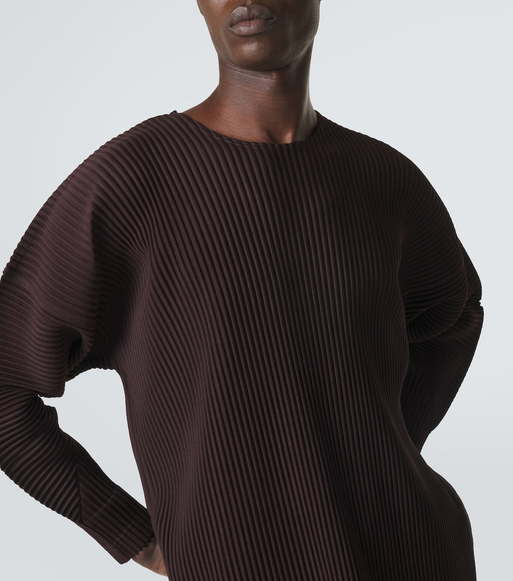 Homme Plissé Issey Miyake Monthly Colors Pleated Top in Eggplant Black