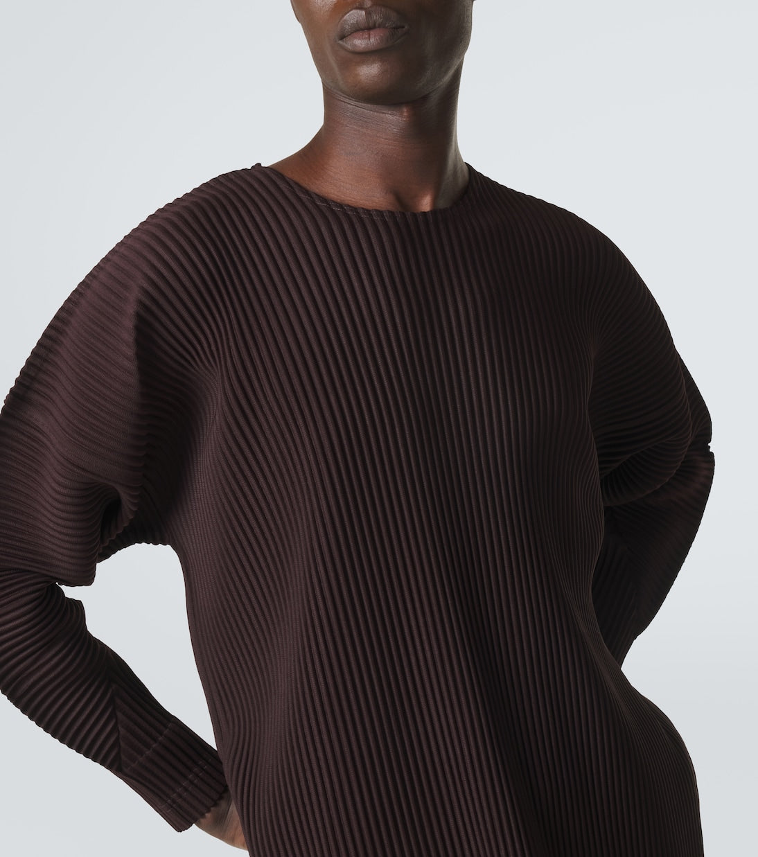 Homme Plissé Issey Miyake Monthly Colors Pleated Top in Eggplant Black