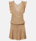 Melissa Odabash Annalise Crochet Lamé Minidress