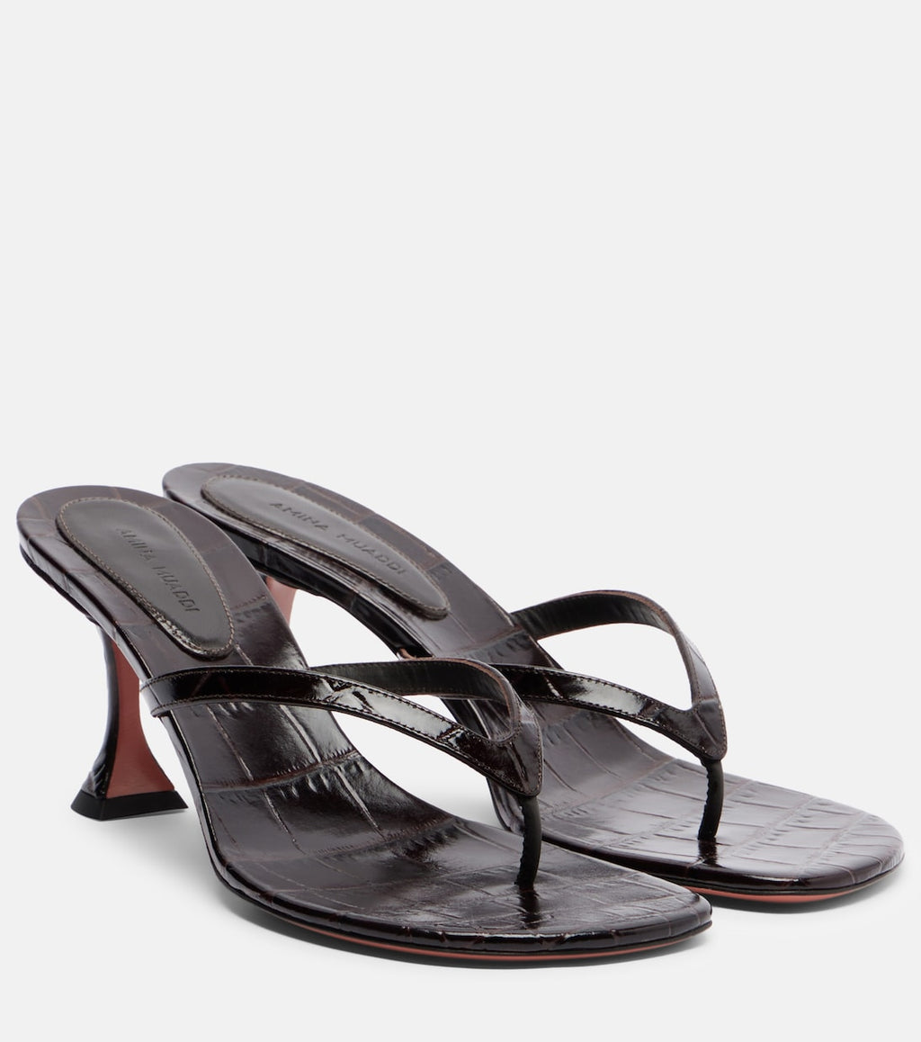 Amina Muaddi Juliette Croc-Effect Leather Thong Sandals