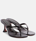 Amina Muaddi Juliette Croc-Effect Leather Thong Sandals