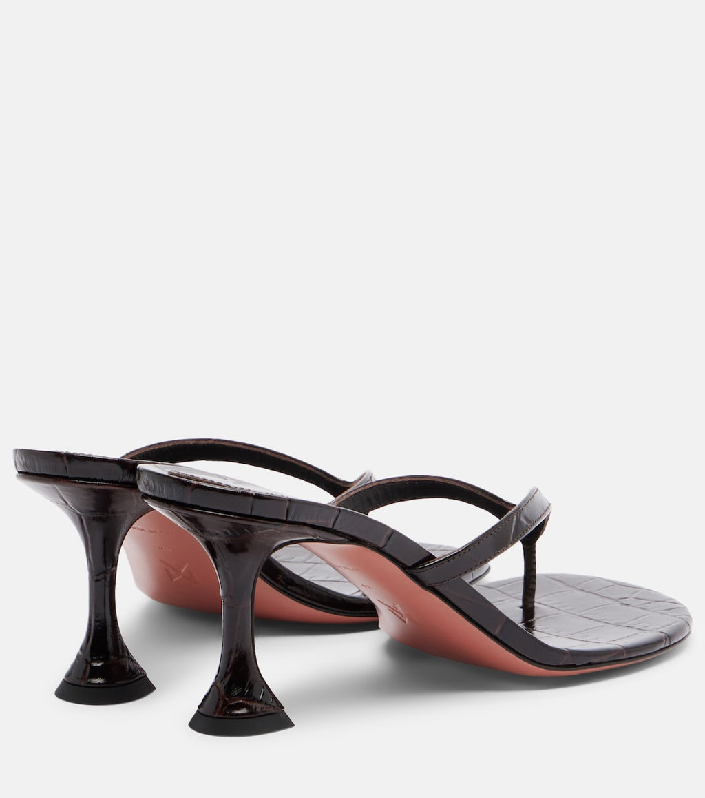 Amina Muaddi Juliette Croc-Effect Leather Thong Sandals
