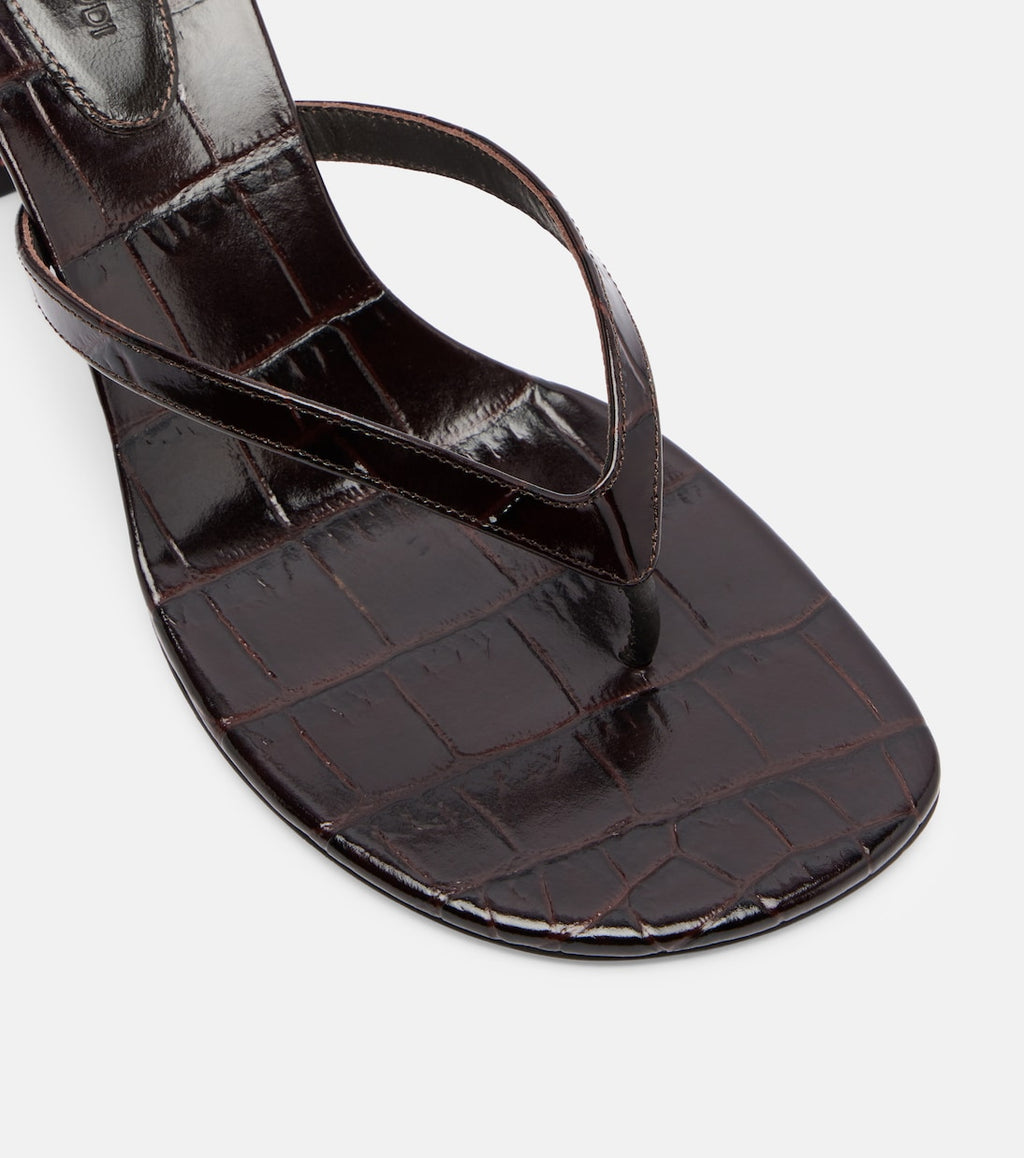 Amina Muaddi Juliette Croc-Effect Leather Thong Sandals