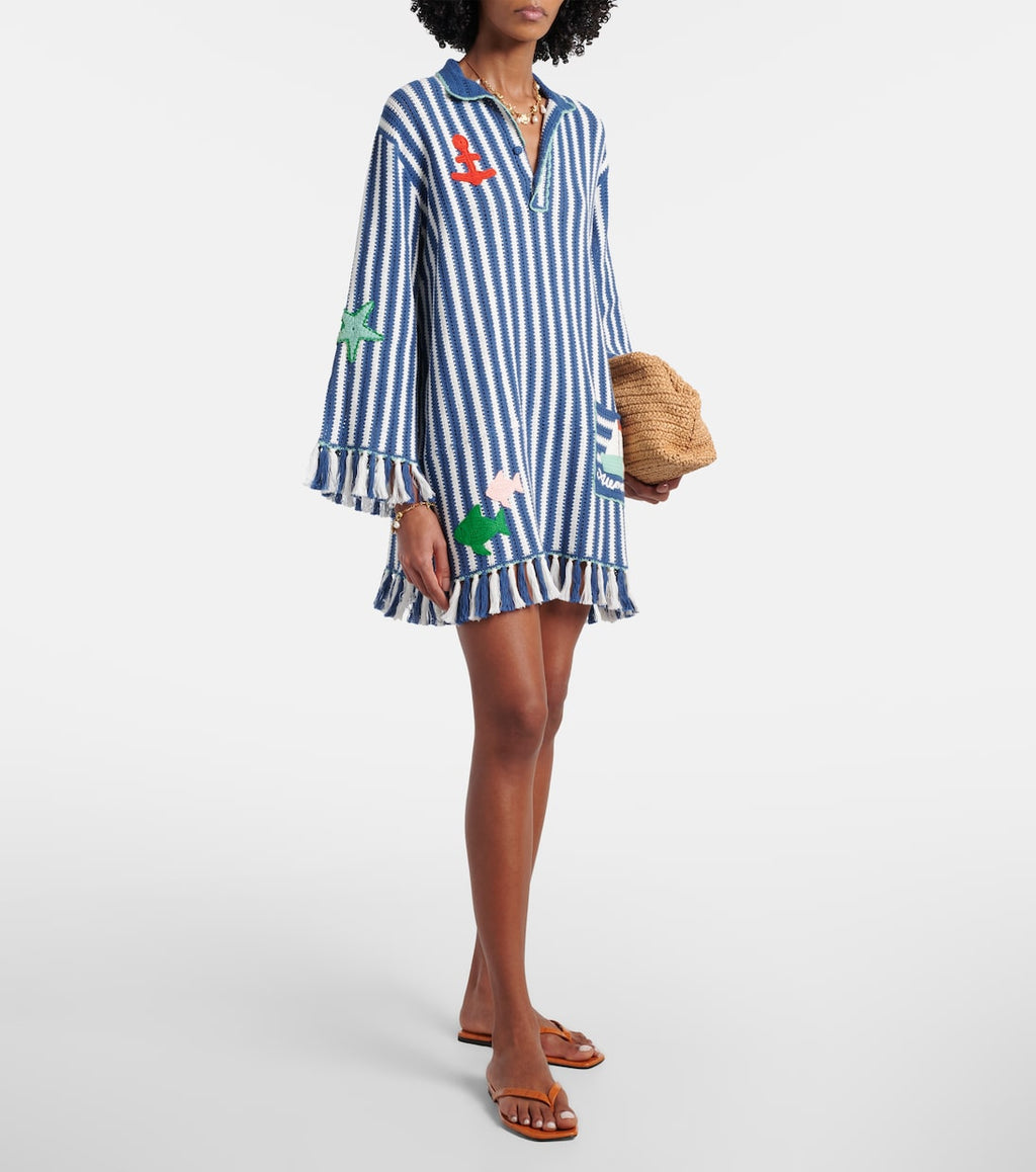 Crochet Striped Cotton Minidress