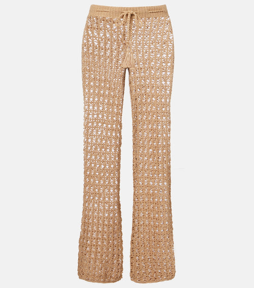 Anna Kosturova Crochet Cotton Wide-Leg Pants