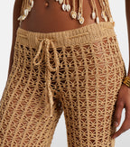Anna Kosturova Crochet Cotton Wide-Leg Pants