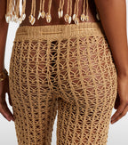 Anna Kosturova Crochet Cotton Wide-Leg Pants