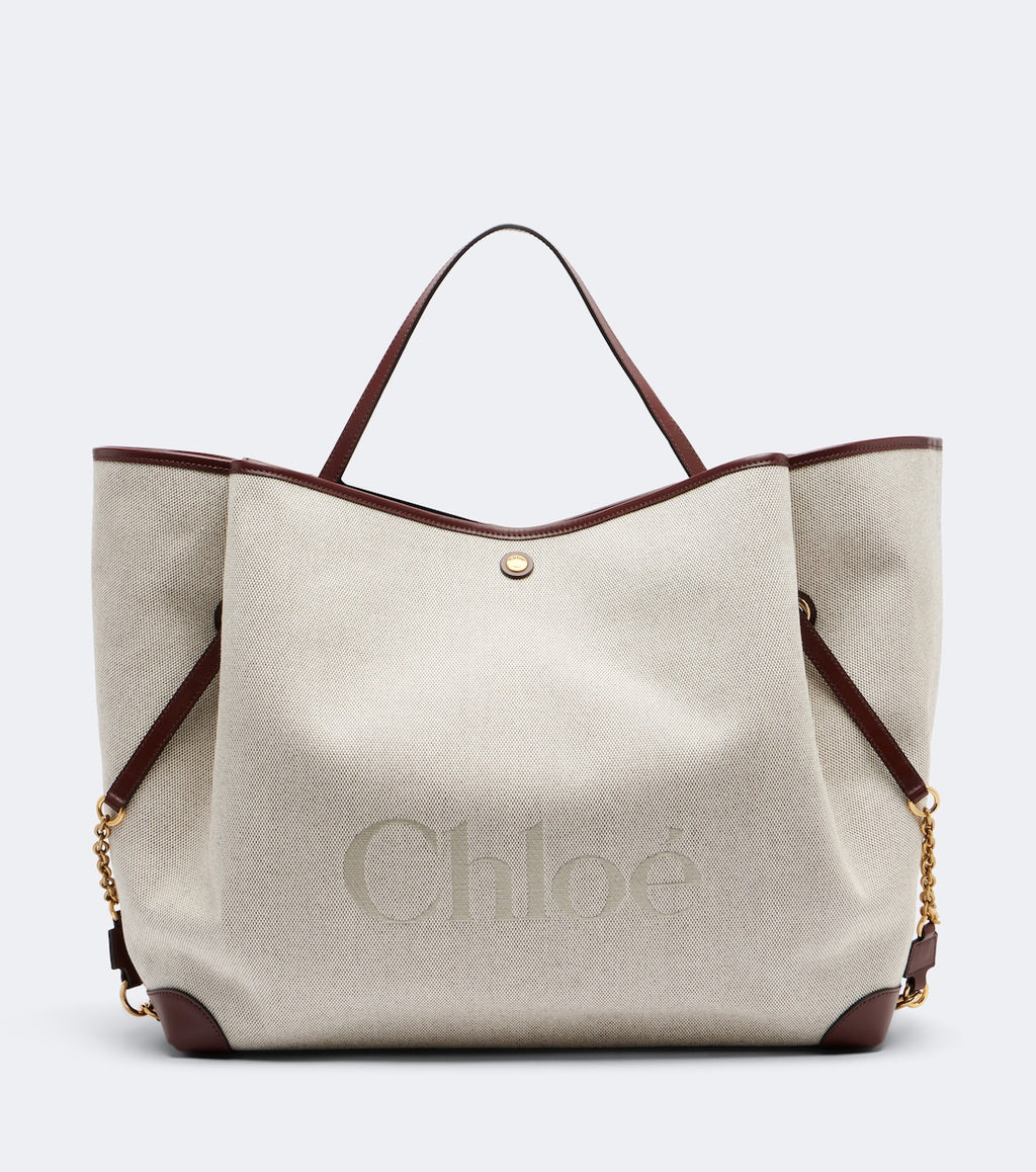 Chloé Clover Leather-Trimmed Canvas Tote Bag