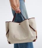 Chloé Clover Leather-Trimmed Canvas Tote Bag