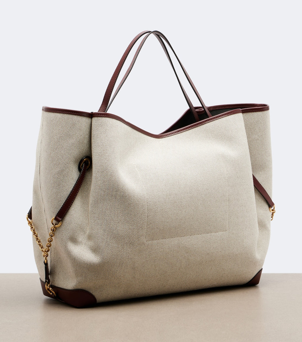 Chloé Clover Leather-Trimmed Canvas Tote Bag