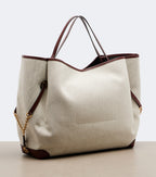 Chloé Clover Leather-Trimmed Canvas Tote Bag