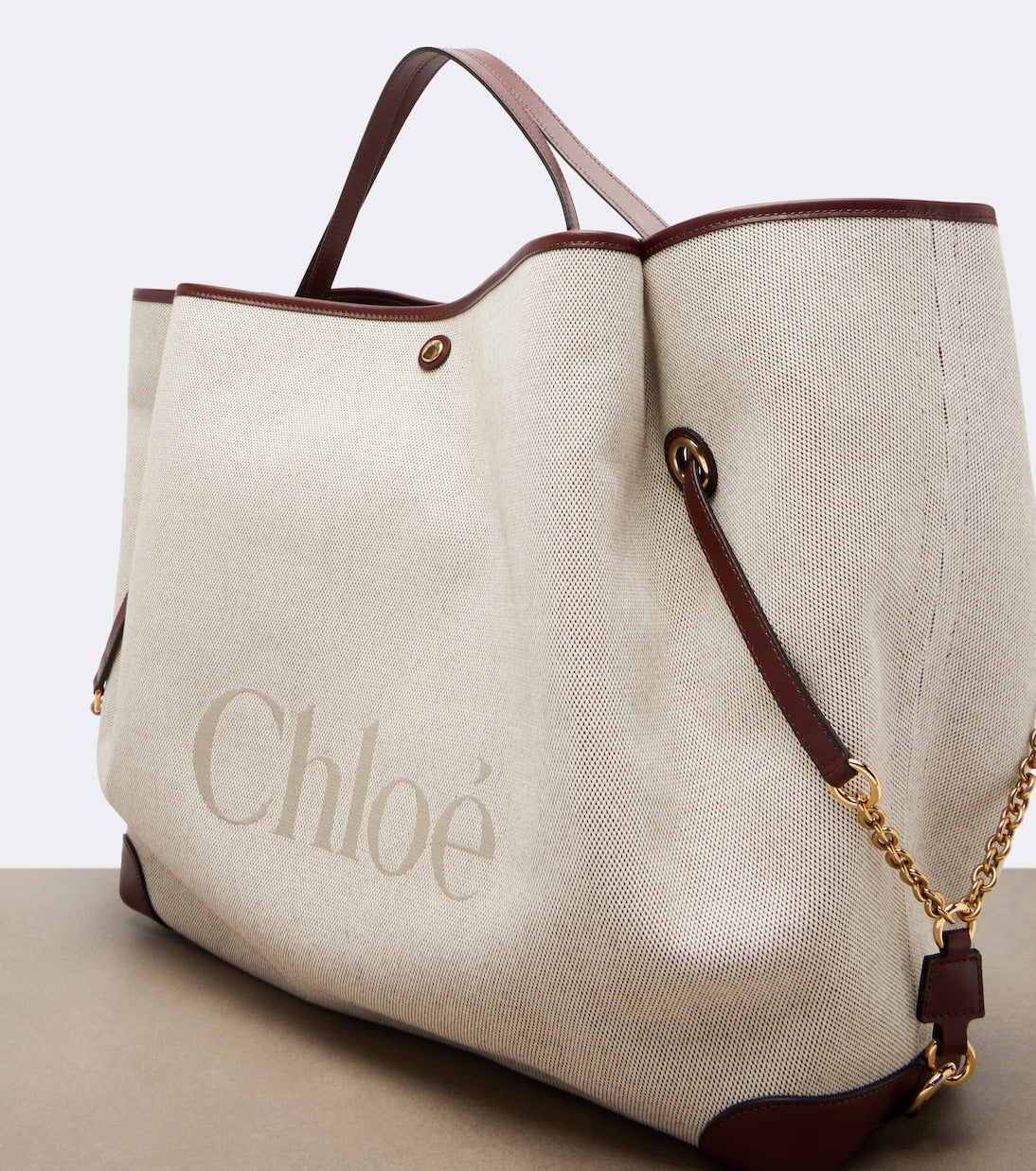 Chloé Clover Leather-Trimmed Canvas Tote Bag