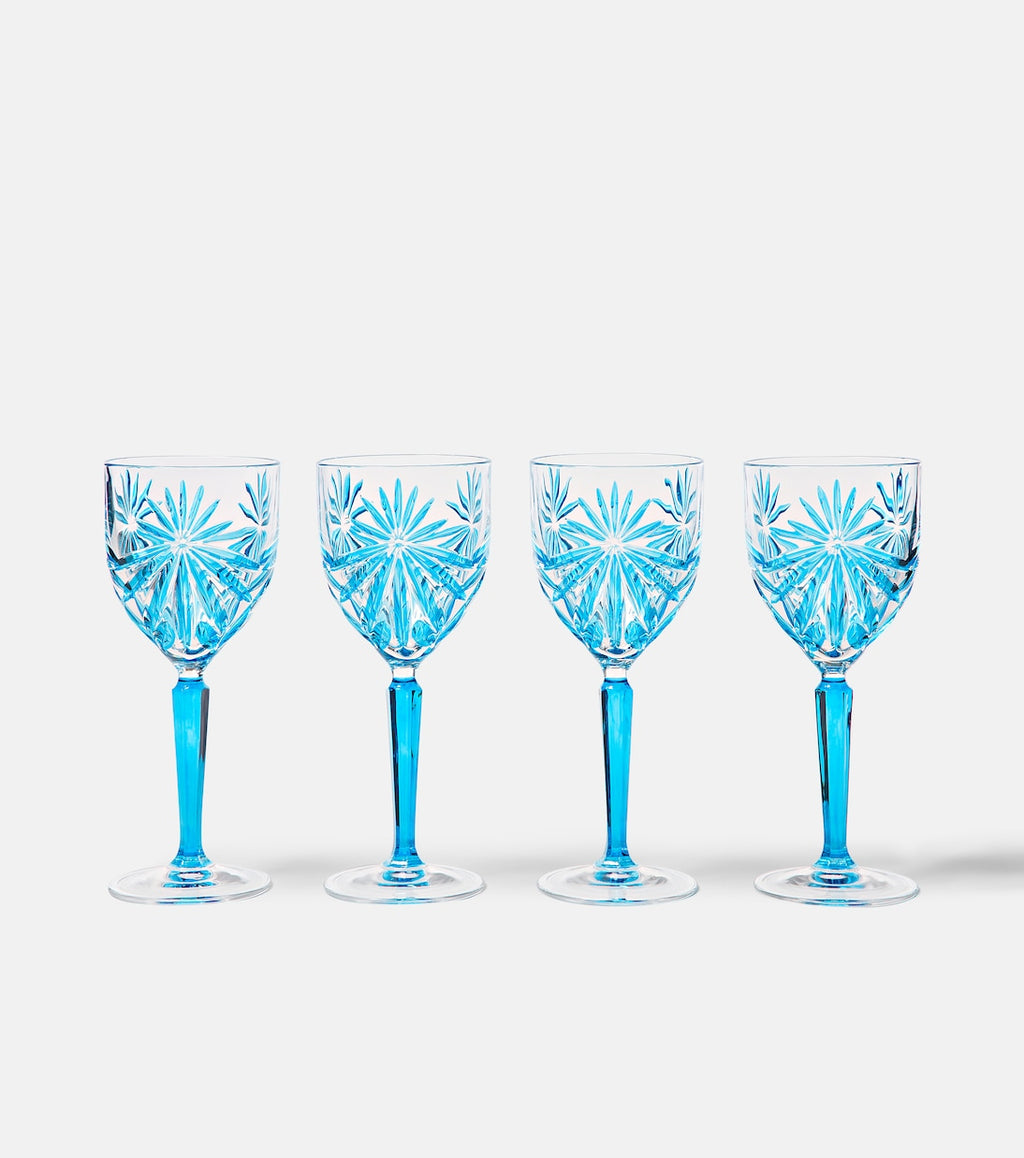 Les Ottomans Set of 4 Crystal Wine Glasses Blue