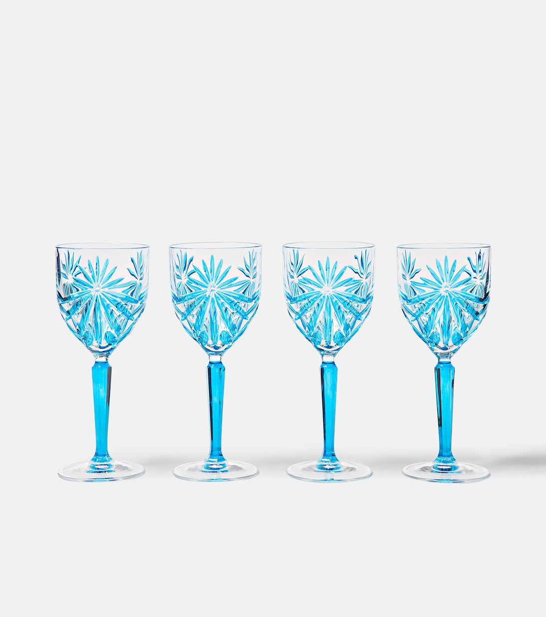 Les Ottomans Set of 4 Crystal Wine Glasses Blue